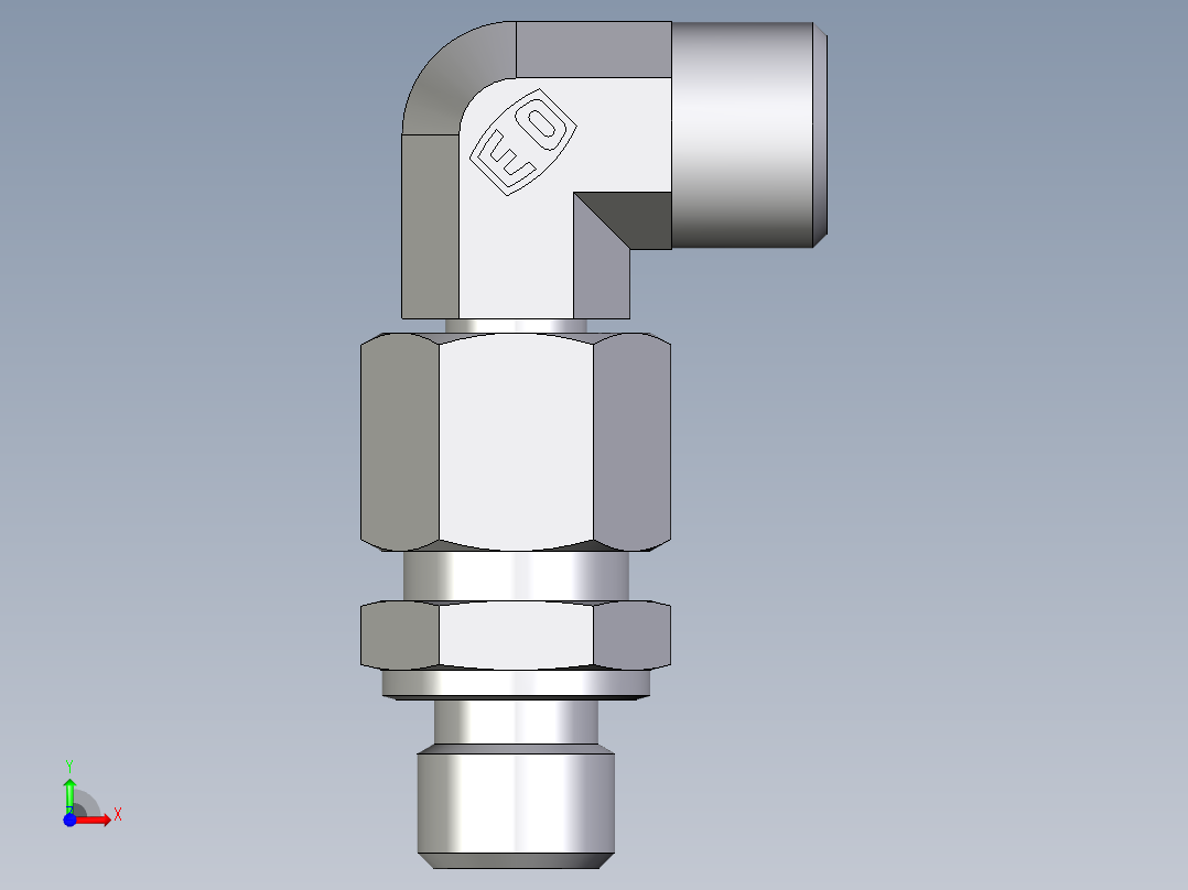 卡套式工业通用硬管接头EO_Assembled_adjustable_standpipe_elbow_EVW10LMOMD71前视图