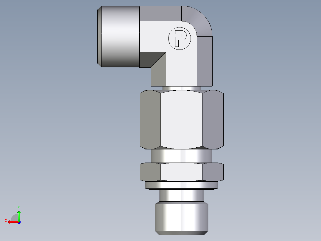 卡套式工业通用硬管接头EO_Assembled_adjustable_standpipe_elbow_EVW10LMOMD71后视图