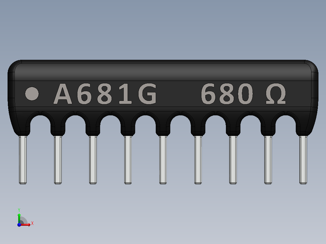 电容器 二极管 电阻器-Resistor Network 680 Ohm 9-Pin前视图