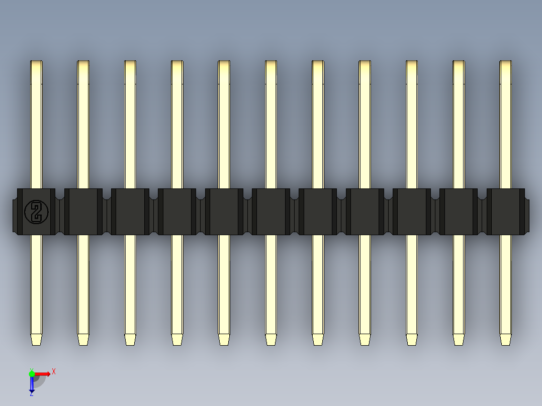 彩色公排针 100mil 2.54mm 系列-DS1022_black_3x11p_100mil_TypeD_rev1.0俯视图