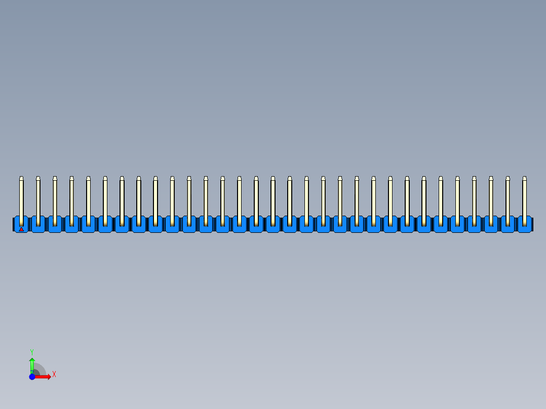 彩色公排针 100mil 2.54mm 系列-DS1022_blue_31p_100mil_TypeU_rev1.0前视图