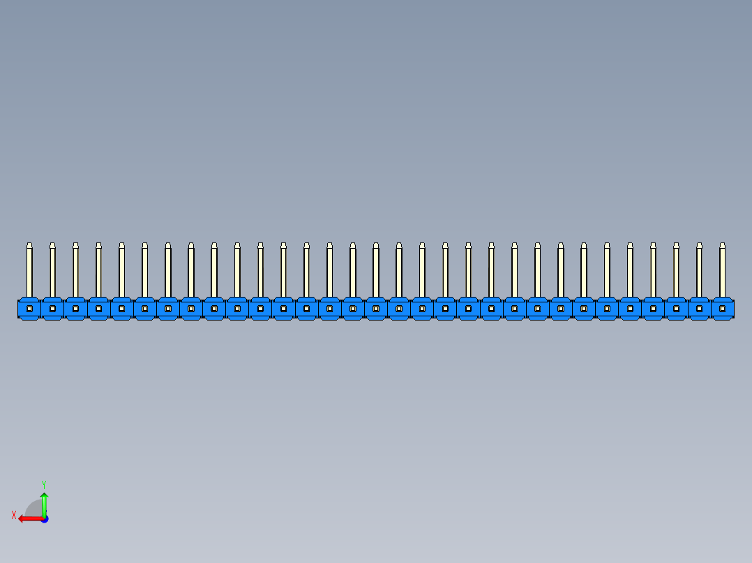 彩色公排针 100mil 2.54mm 系列-DS1022_blue_31p_100mil_TypeU_rev1.0后视图