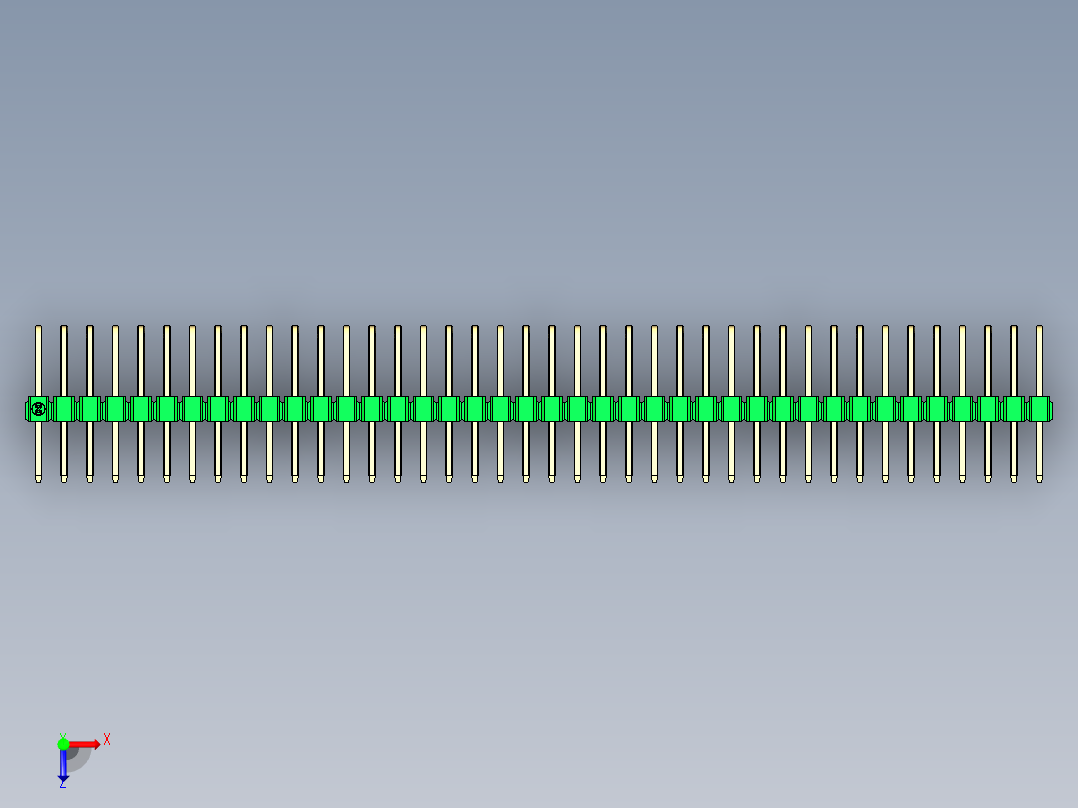 彩色公排针 100mil 2.54mm 系列-DS1022_green_3x40p_100mil_TypeD_rev1.0俯视图