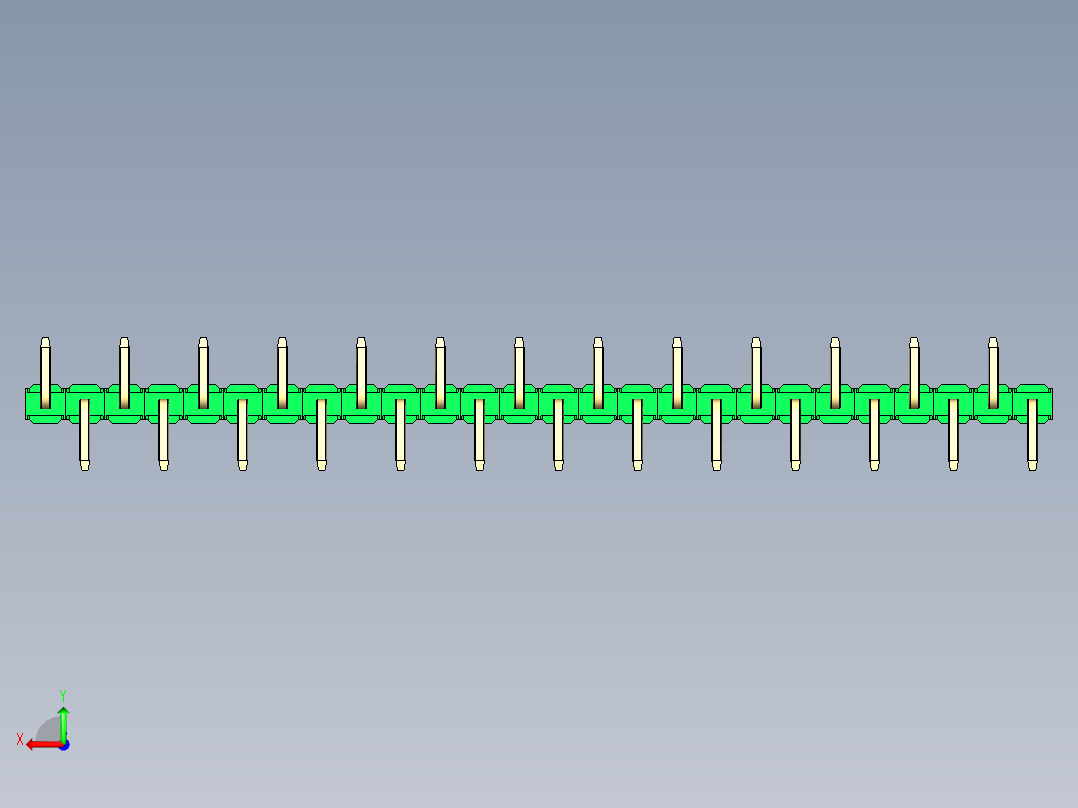 彩色公排针 100mil 2.54mm 系列-DS1022_green_26p_100mil_Type_SMT_R2_rev1.0后视图