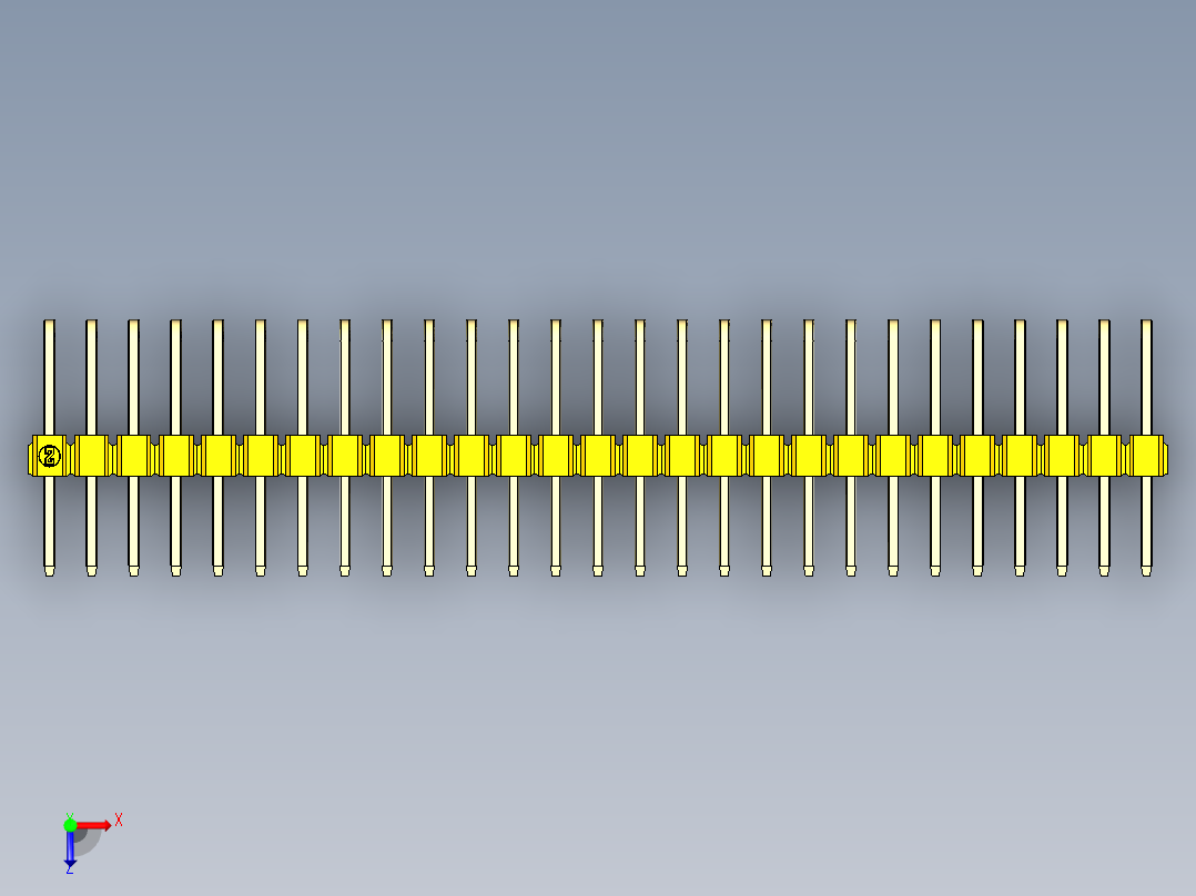 彩色公排针 100mil 2.54mm 系列-DS1022_yellow_3x27p_100mil_TypeD_rev1.0俯视图