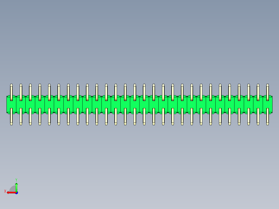 彩色公排针 100mil 2.54mm 系列-DS1022_green_56p_100mil_TypeSMT_rev1.0后视图