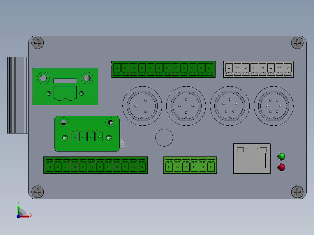 通用控制盒三维SW模型前视图
