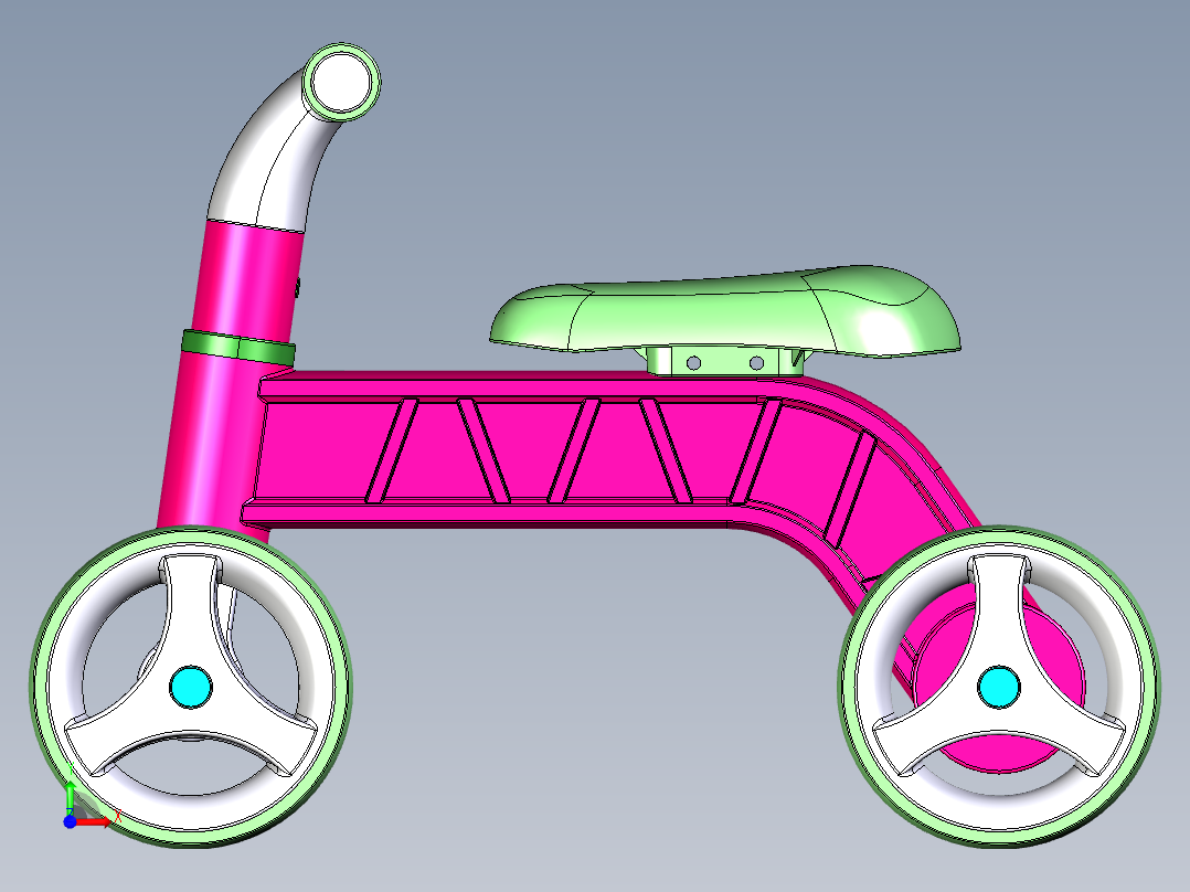 儿童无脚踏平衡车设计图前视图