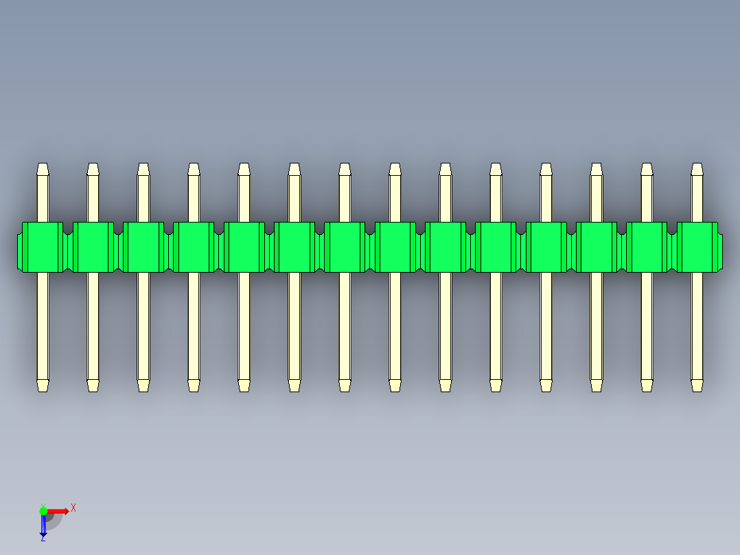 彩色公头100mil（2.54mm）系列-DS1021_green_3x14p_100mil_Type1_rev1.0俯视图