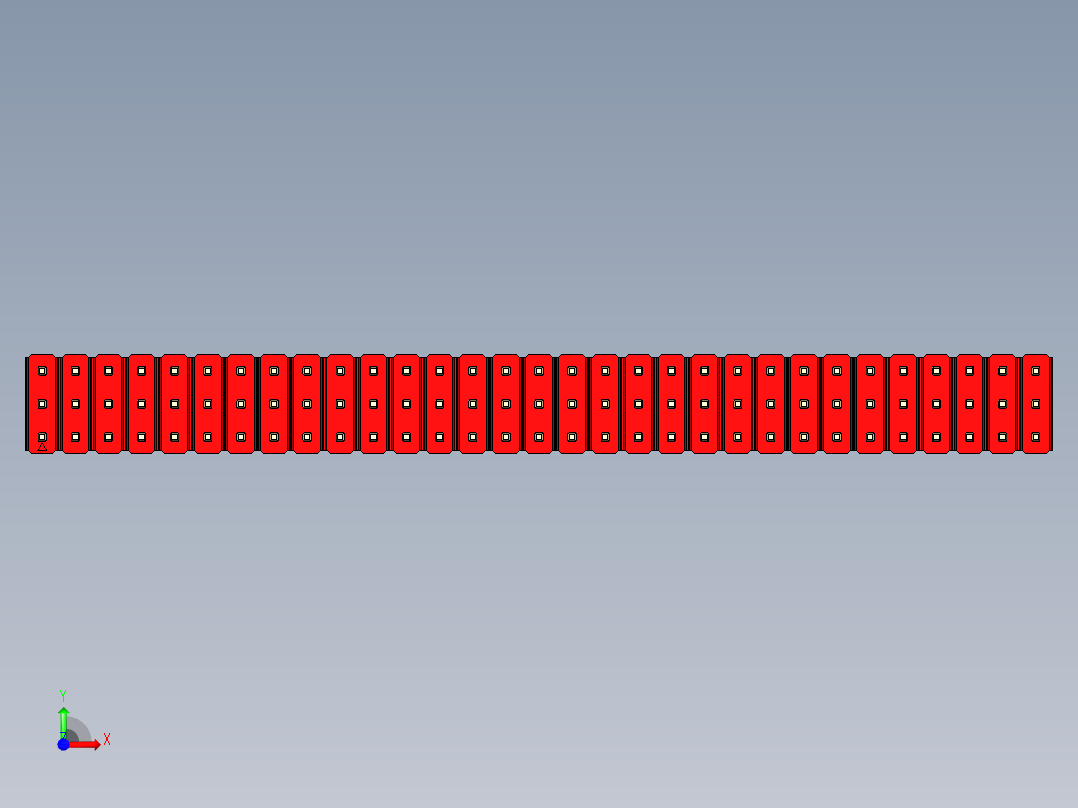 彩色公头100mil（2.54mm）系列-DS1021_red_3x31p_100mil_Type43_rev1.0前视图