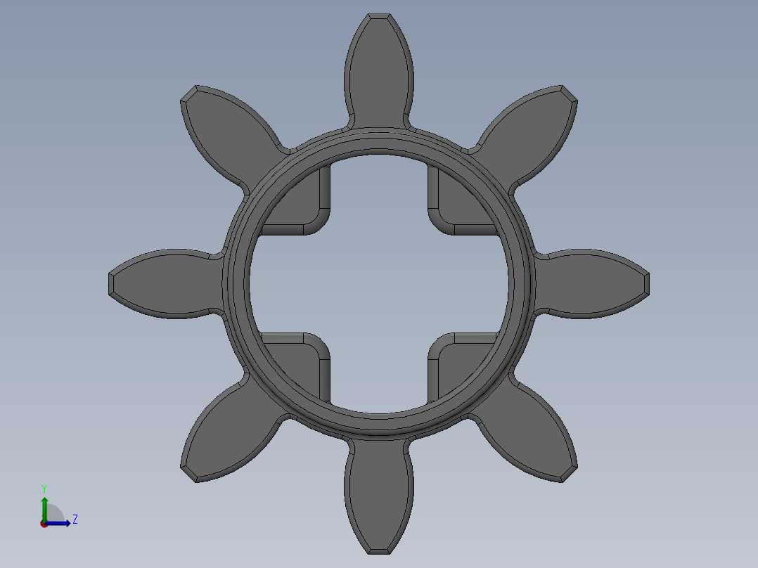 3647 - 4211432 - Medium Stone Grey Technic Gear 8 Tooth.SLDPRT左视图