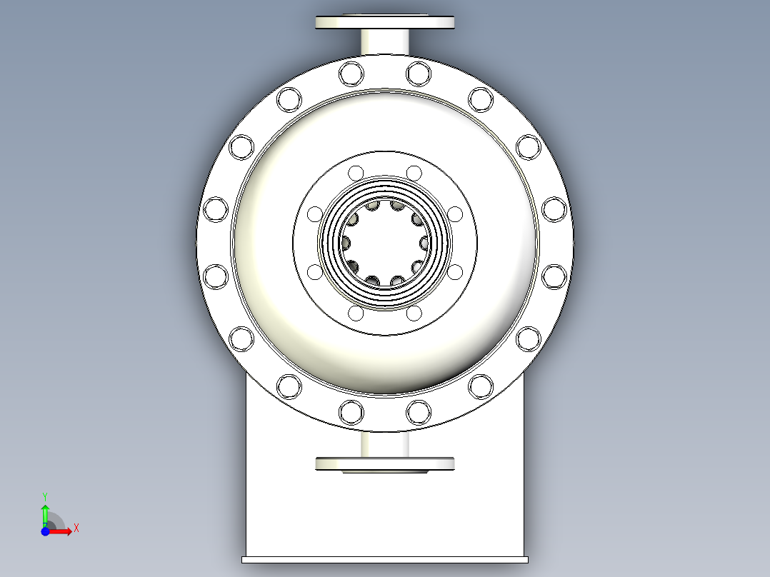 20m²缠绕式螺旋管换热器压力容器设计资料含三维SW+CAD+说明书前视图