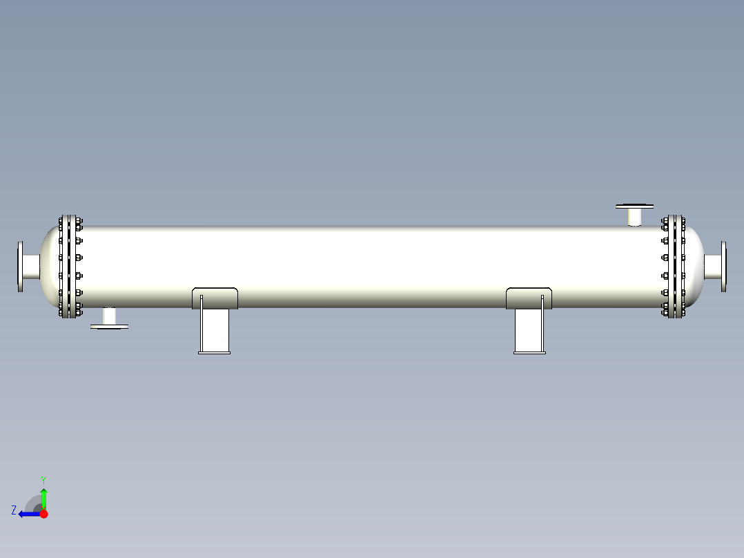 20m²缠绕式螺旋管换热器压力容器设计资料含三维SW+CAD+说明书右视图