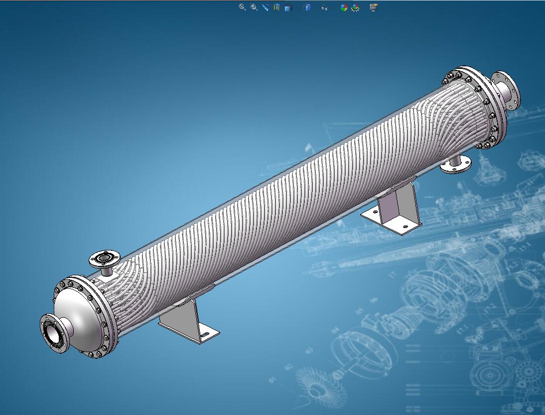 20m²缠绕式螺旋管换热器压力容器设计资料含三维SW+CAD+说明书