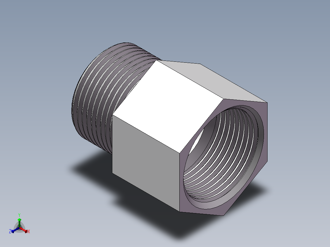 转接头-内外丝等径 DN20正等轴测图