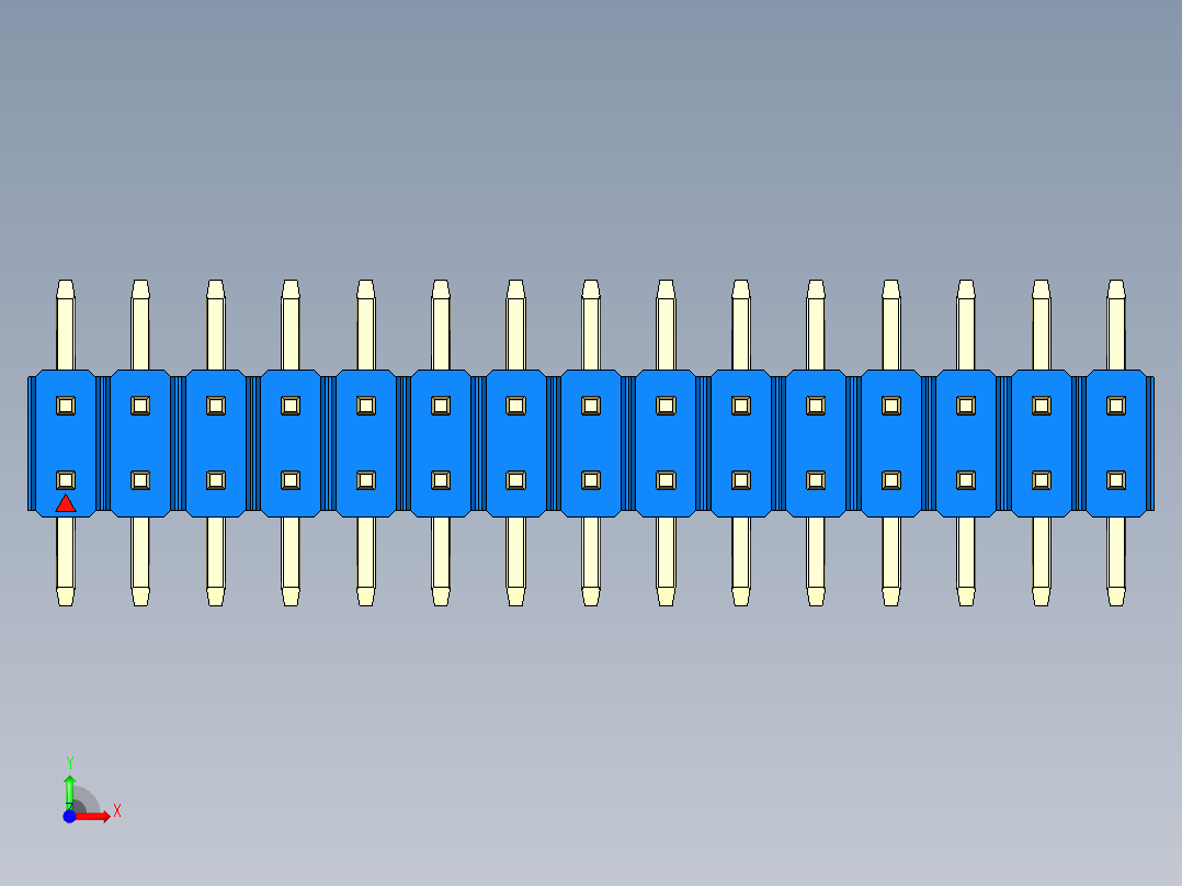 彩色公排针 100mil 2.54mm 系列-DS1022_blue_30p_100mil_TypeSMT_rev1.0前视图