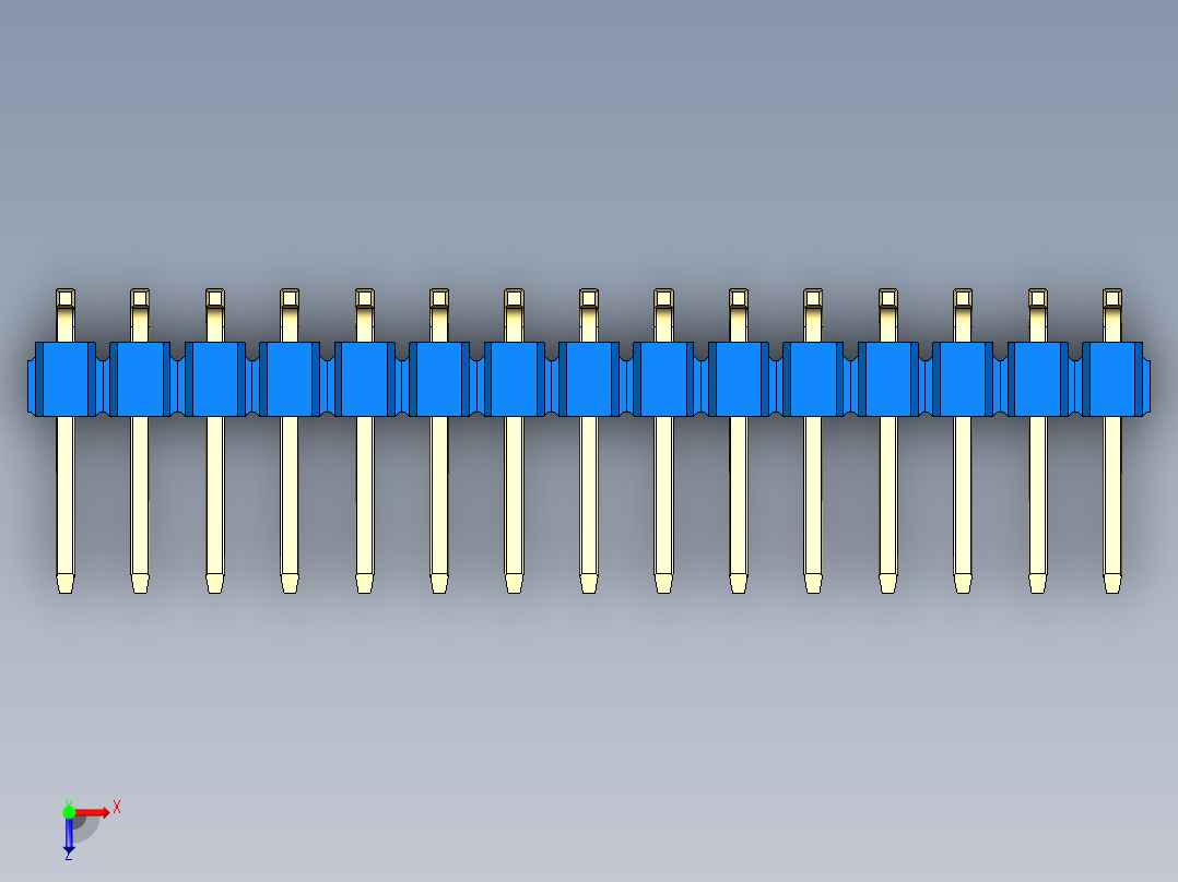 彩色公排针 100mil 2.54mm 系列-DS1022_blue_30p_100mil_TypeSMT_rev1.0俯视图
