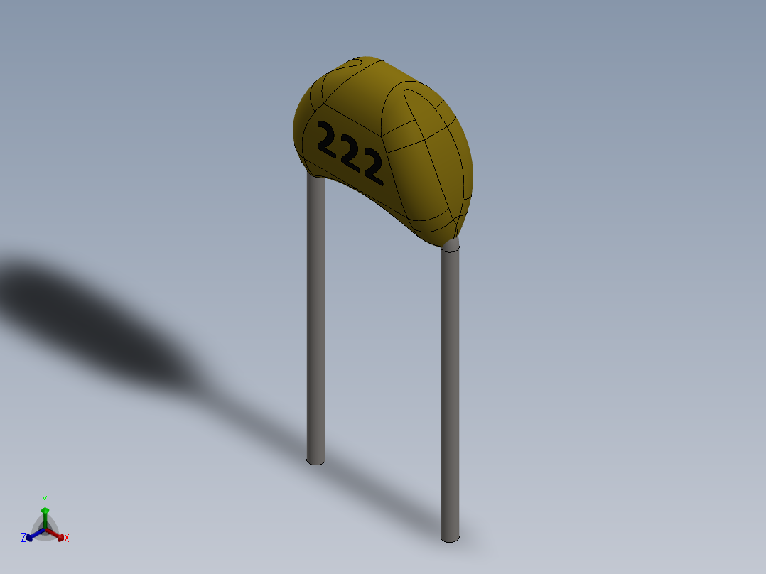 电容器 二极管 电阻器-Capacitor Ceramic 222 2.2nF正等轴测图