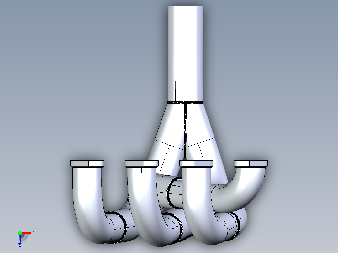 排气歧管3D模型俯视图