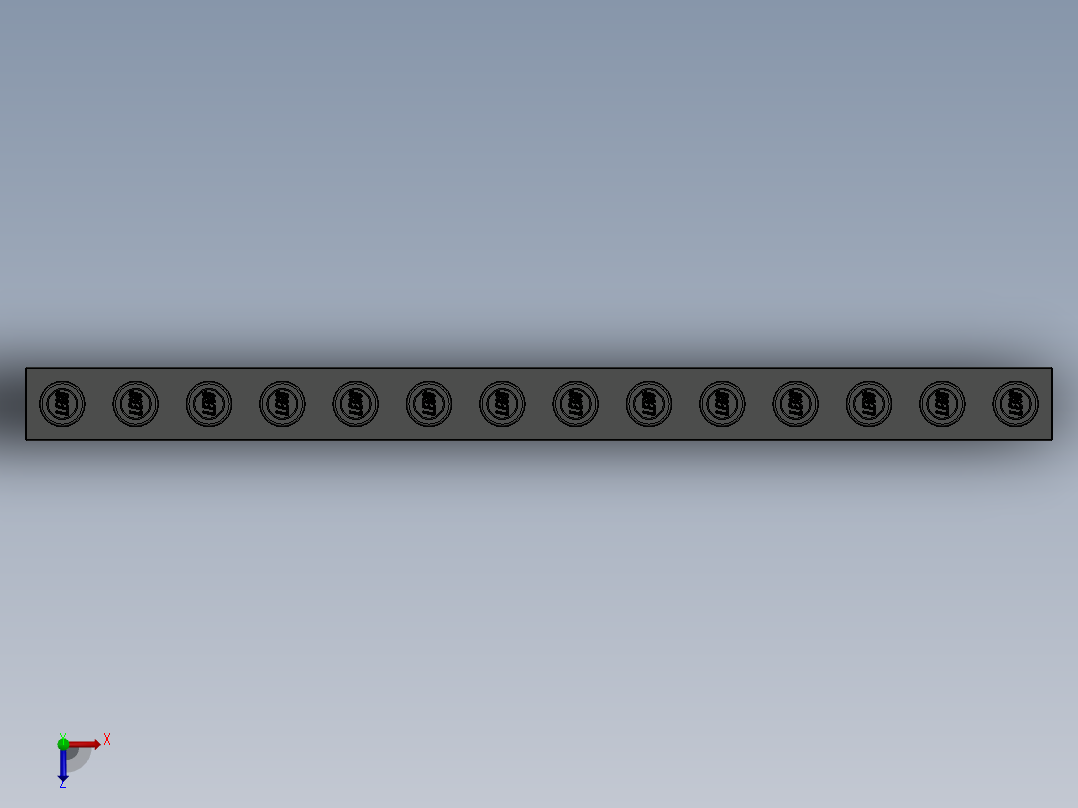 乐高机械组积木（横梁）-4124041 - 32018 Old Dark Grey Technic Brick 1 x 14 with Holes俯视图