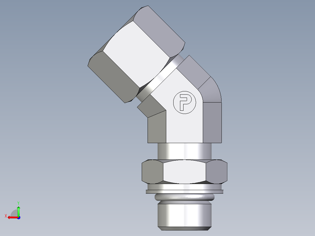 卡套式工业通用硬管接头EO_Adjustable_locknut_45_deg_elbow_VEE10ZSMORCF后视图