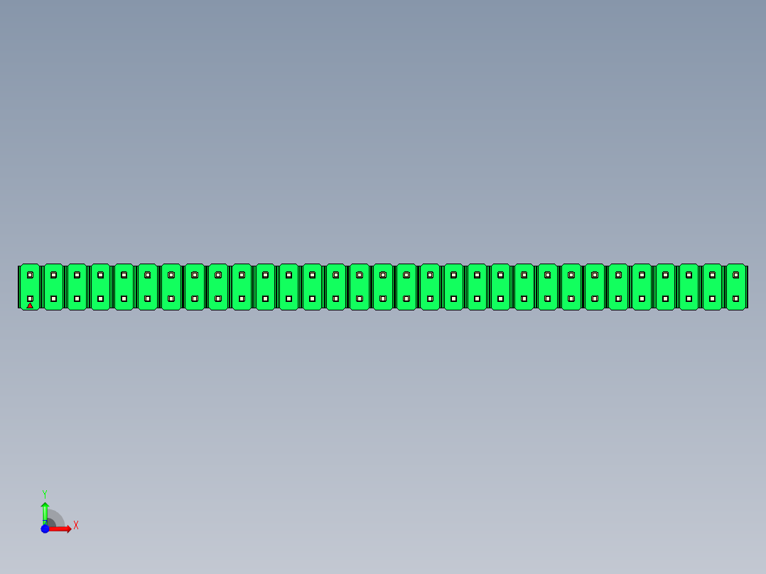 彩色公头100mil（2.54mm）系列-DS1021_green_2x31p_100mil_Type43_rev1.0前视图