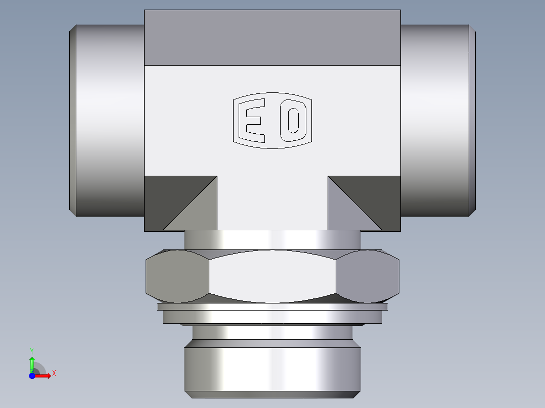 卡套式工业通用硬管接头EO_Adjustable_locknut_branch_tee_TEE28LMOMDCF前视图