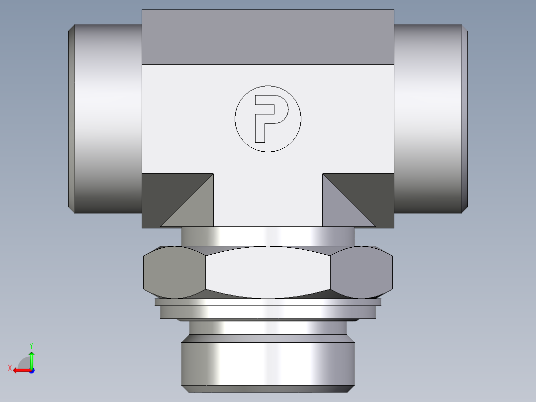 卡套式工业通用硬管接头EO_Adjustable_locknut_branch_tee_TEE28LMOMDCF后视图