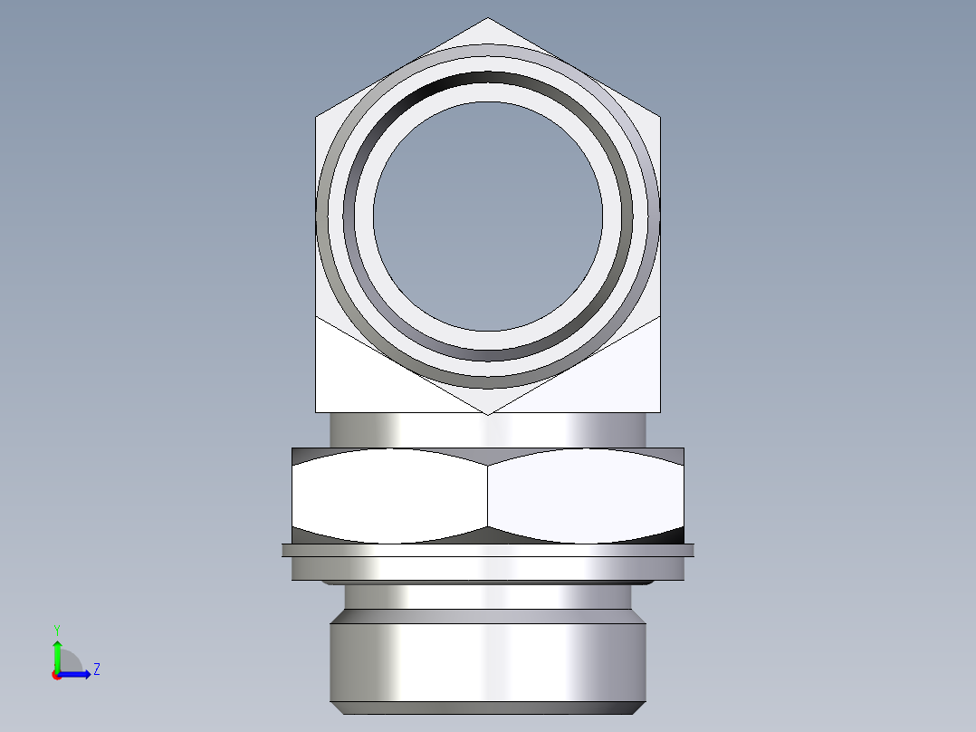 卡套式工业通用硬管接头EO_Adjustable_locknut_branch_tee_TEE28LMOMDCF左视图