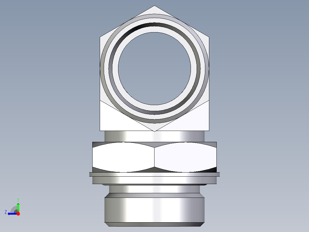 卡套式工业通用硬管接头EO_Adjustable_locknut_branch_tee_TEE28LMOMDCF右视图