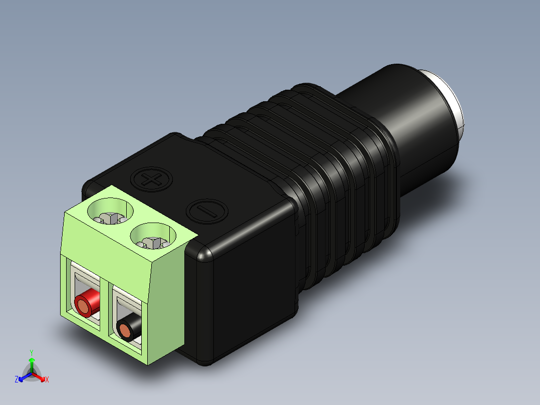 电容器 二极管 电阻器-STEP Barrel-Jack Socket Terminal正等轴测图