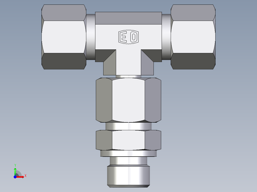 卡套式工业通用硬管接头EO_Assembled_adjustable_standpipe_branch_tee_EVT10SR71前视图