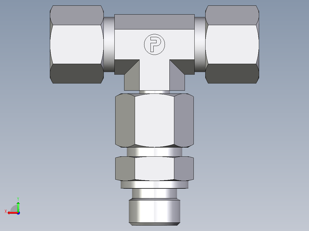 卡套式工业通用硬管接头EO_Assembled_adjustable_standpipe_branch_tee_EVT10SR71后视图