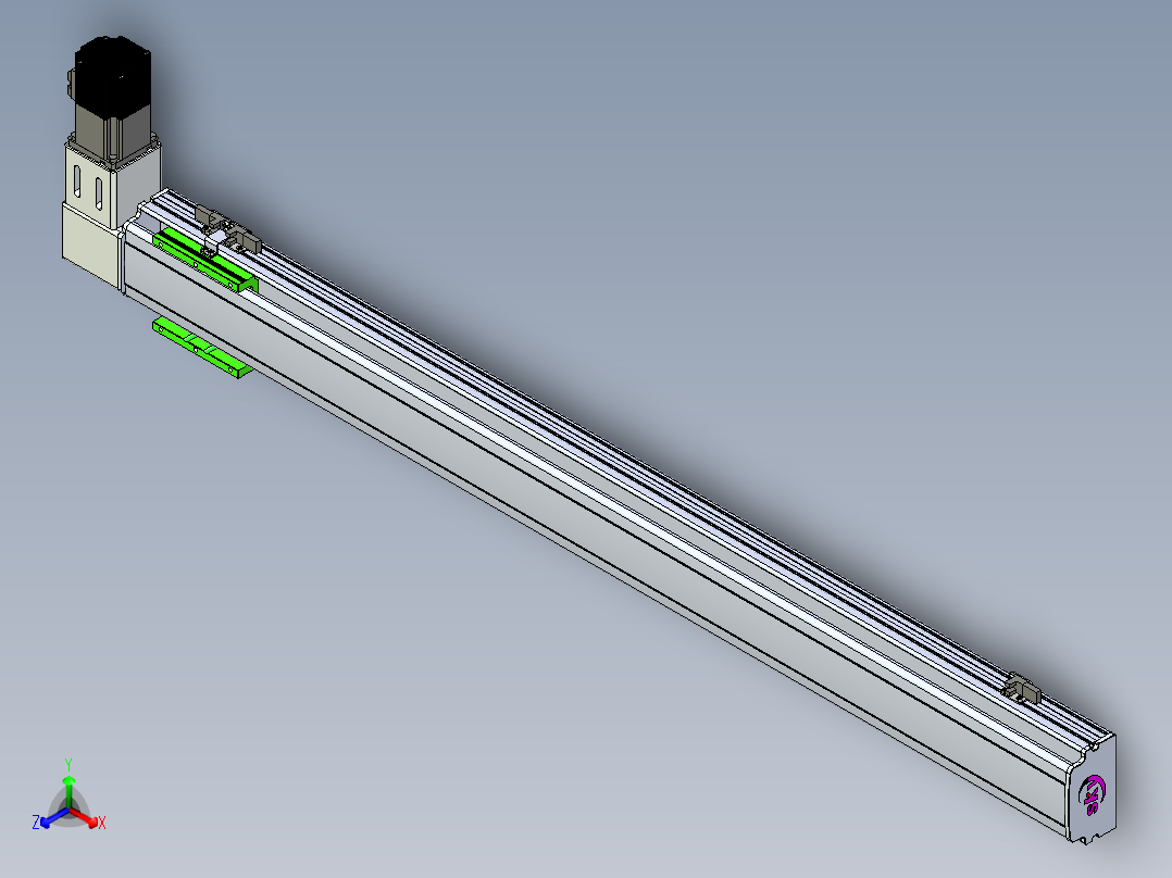 同步带滑台-半封闭B10-L90-S1000-R-P40-D3正等轴测图