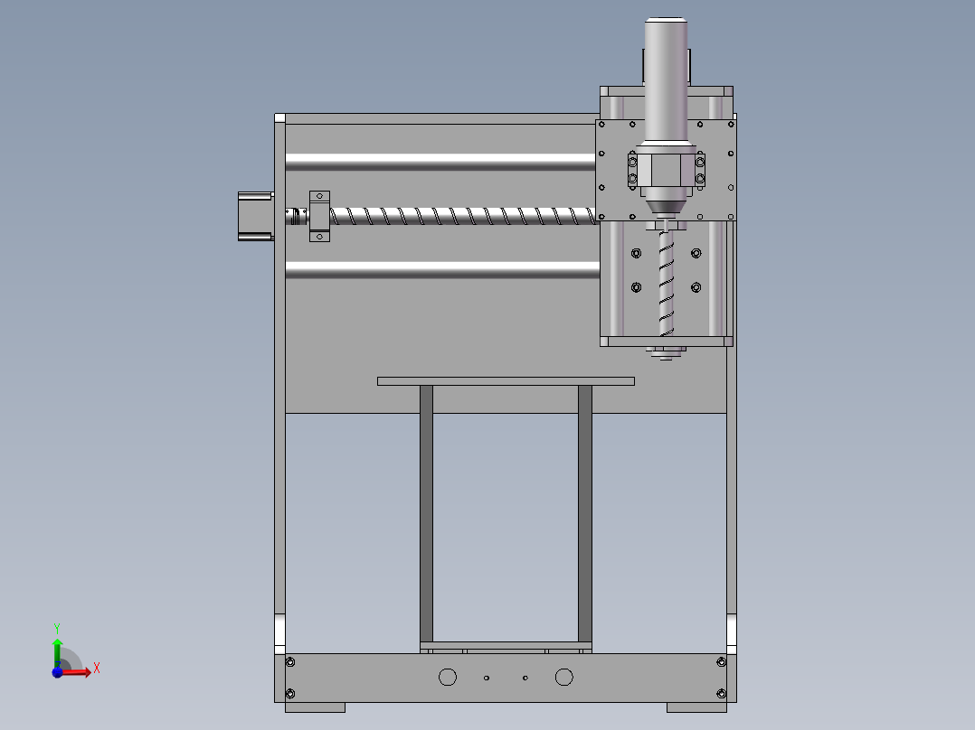 DIY三轴雕铣机3d图纸 数控加工中心3D 丝杆电机DIY三轴铣床3d图纸前视图