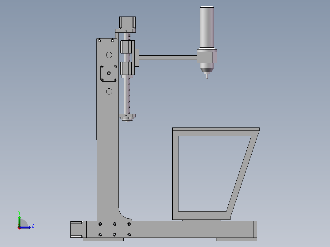 DIY三轴雕铣机3d图纸 数控加工中心3D 丝杆电机DIY三轴铣床3d图纸左视图