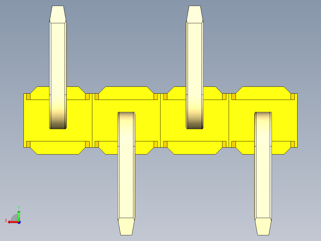 彩色公排针 100mil 2.54mm 系列-DS1022_yellow_04p_100mil_Type_SMT_R2_rev1.0后视图