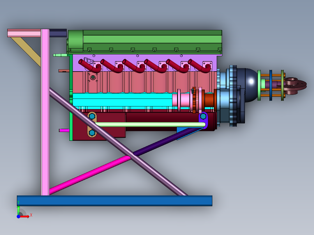 V型12缸航空发动机前视图