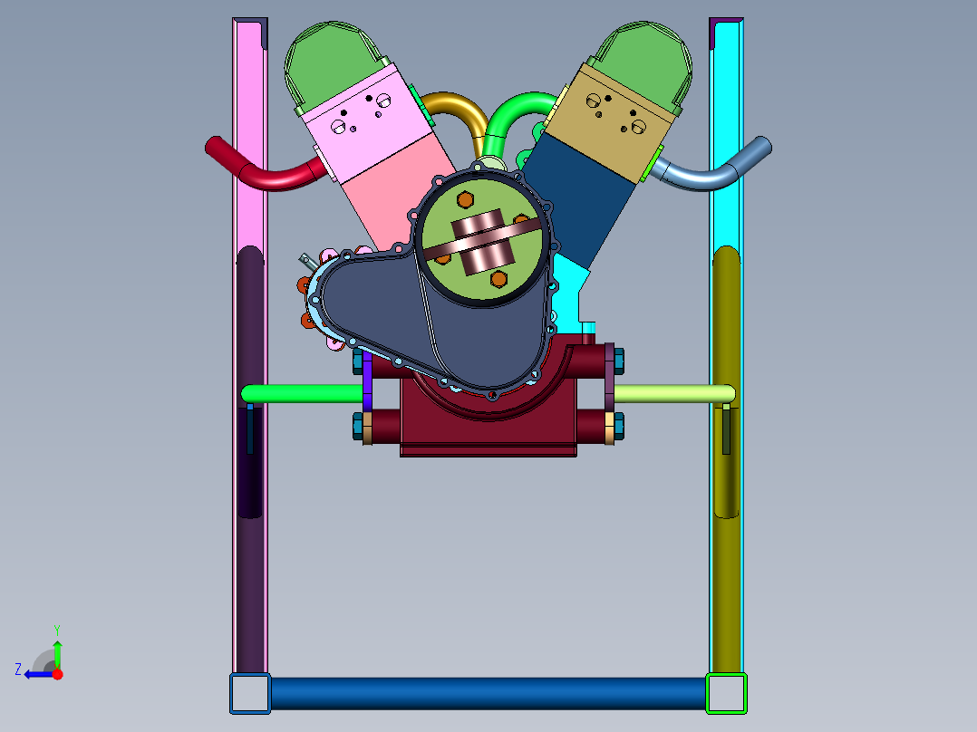 V型12缸航空发动机右视图