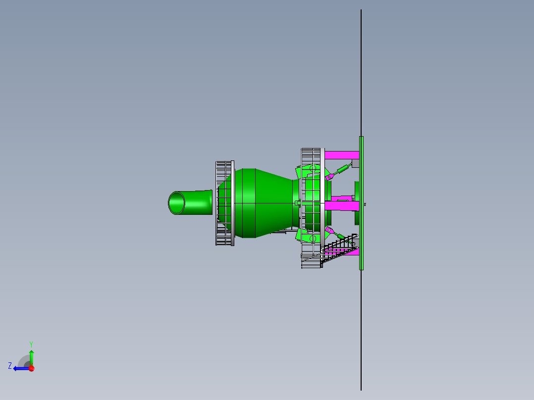 生料磨机三维模型右视图