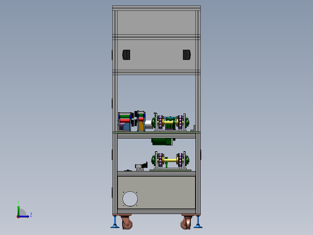 倍速链回流模块、循环流动线体3D模型 非标自动化机械三维左视图