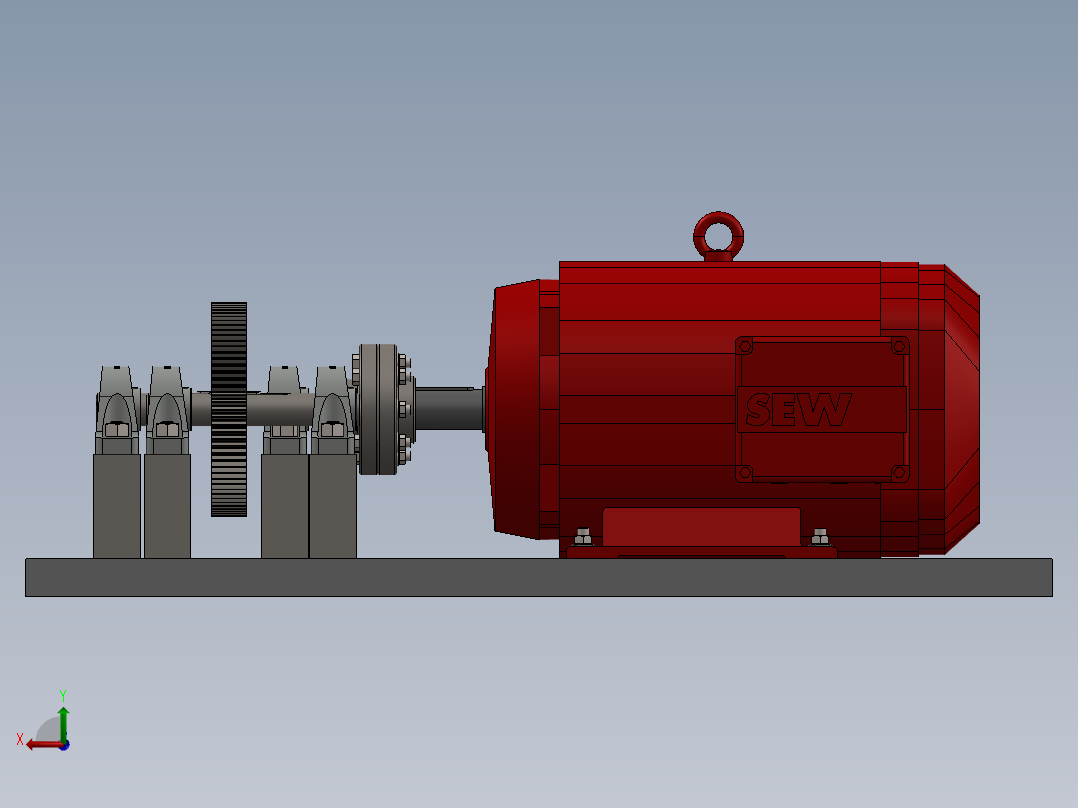 电机齿轮传动后视图
