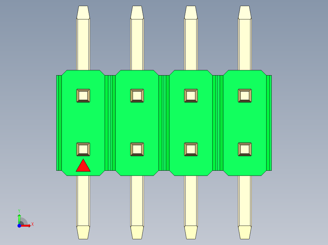 彩色公排针 100mil 2.54mm 系列-DS1022_green_08p_100mil_TypeSMT_rev1.0前视图