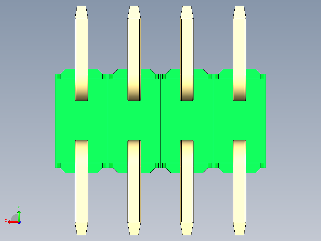 彩色公排针 100mil 2.54mm 系列-DS1022_green_08p_100mil_TypeSMT_rev1.0后视图