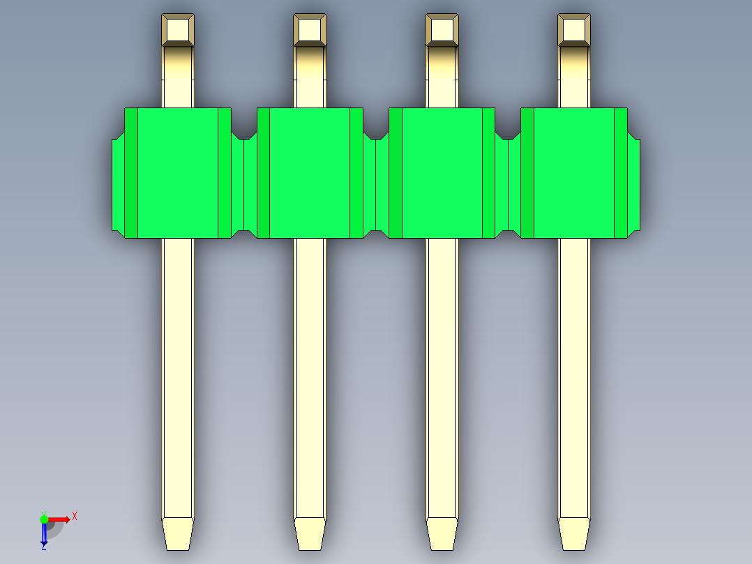 彩色公排针 100mil 2.54mm 系列-DS1022_green_08p_100mil_TypeSMT_rev1.0俯视图