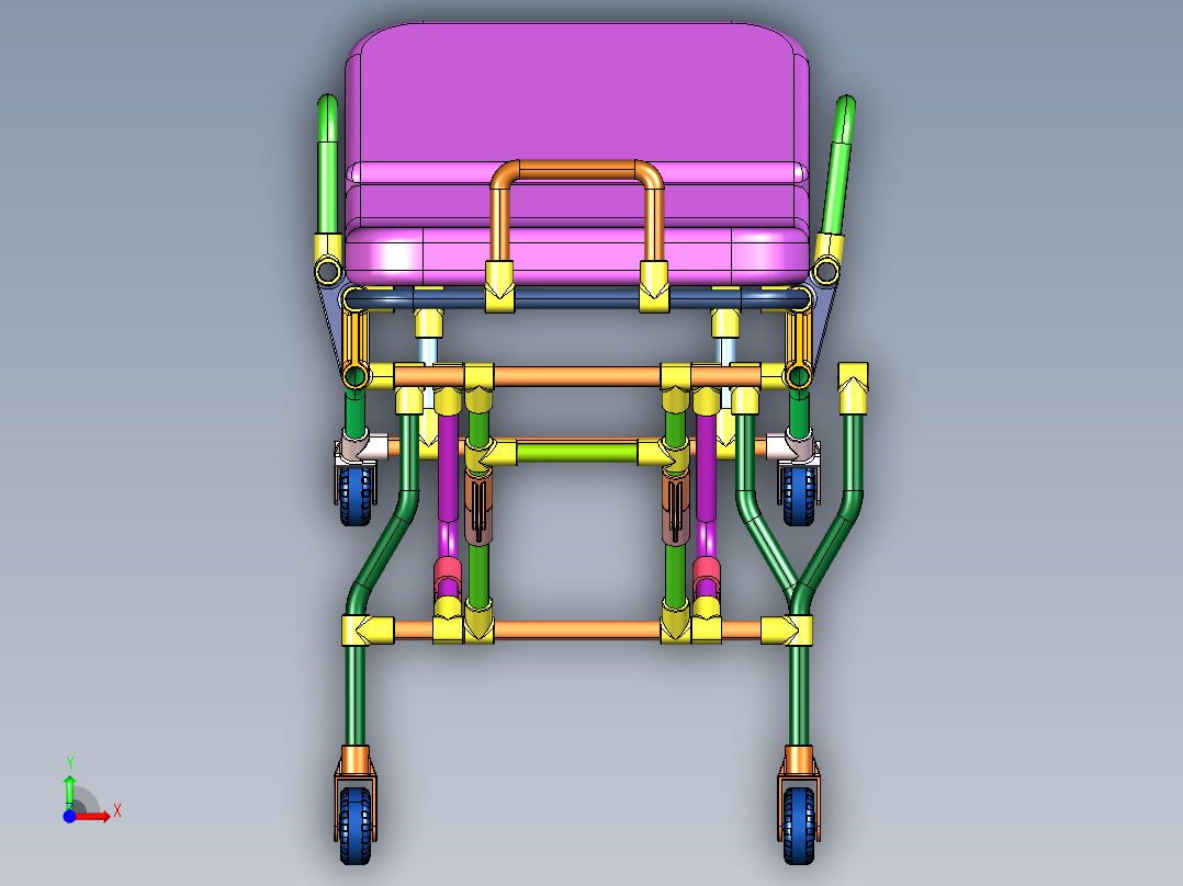 铝合金自动折叠上车救援救护车担架前视图