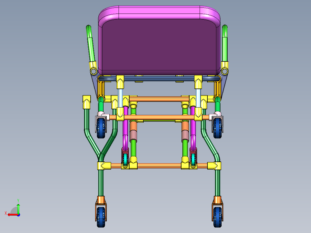 铝合金自动折叠上车救援救护车担架后视图