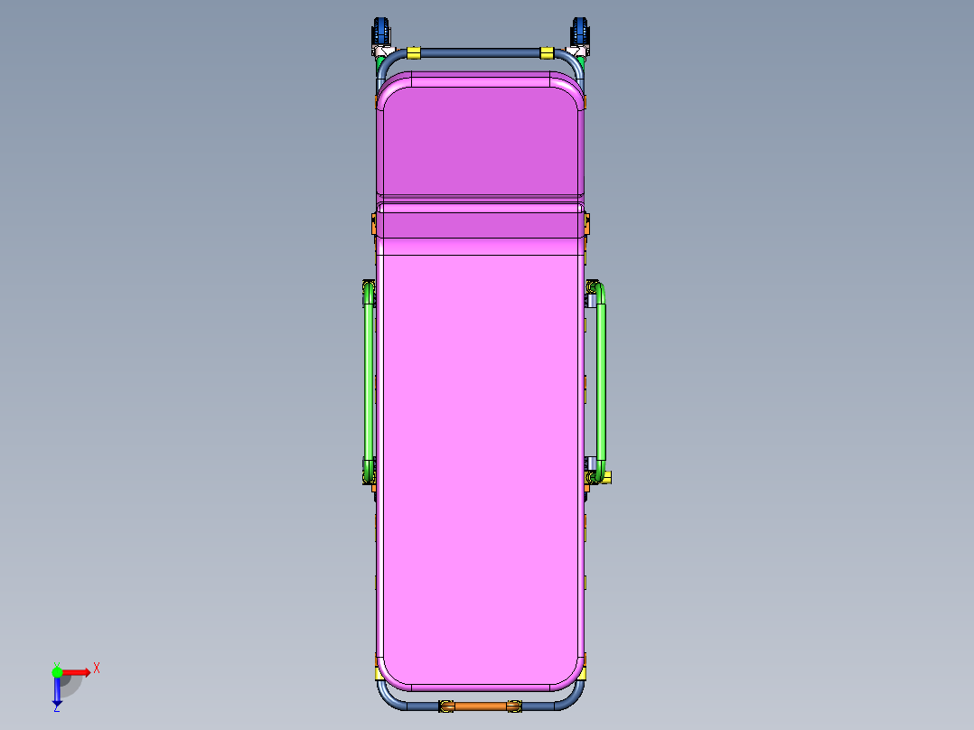 铝合金自动折叠上车救援救护车担架俯视图