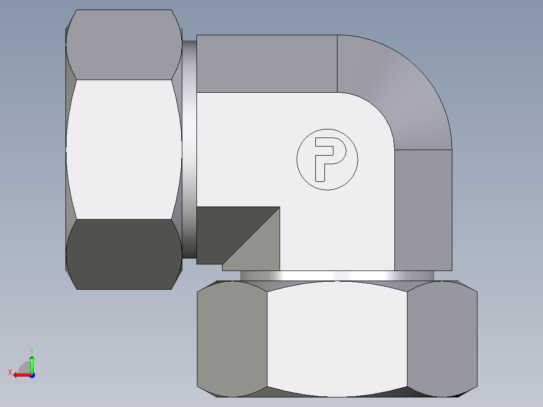 卡套式工业通用硬管接头EO_Swivel_nut_elbow_EW35ZLCF后视图