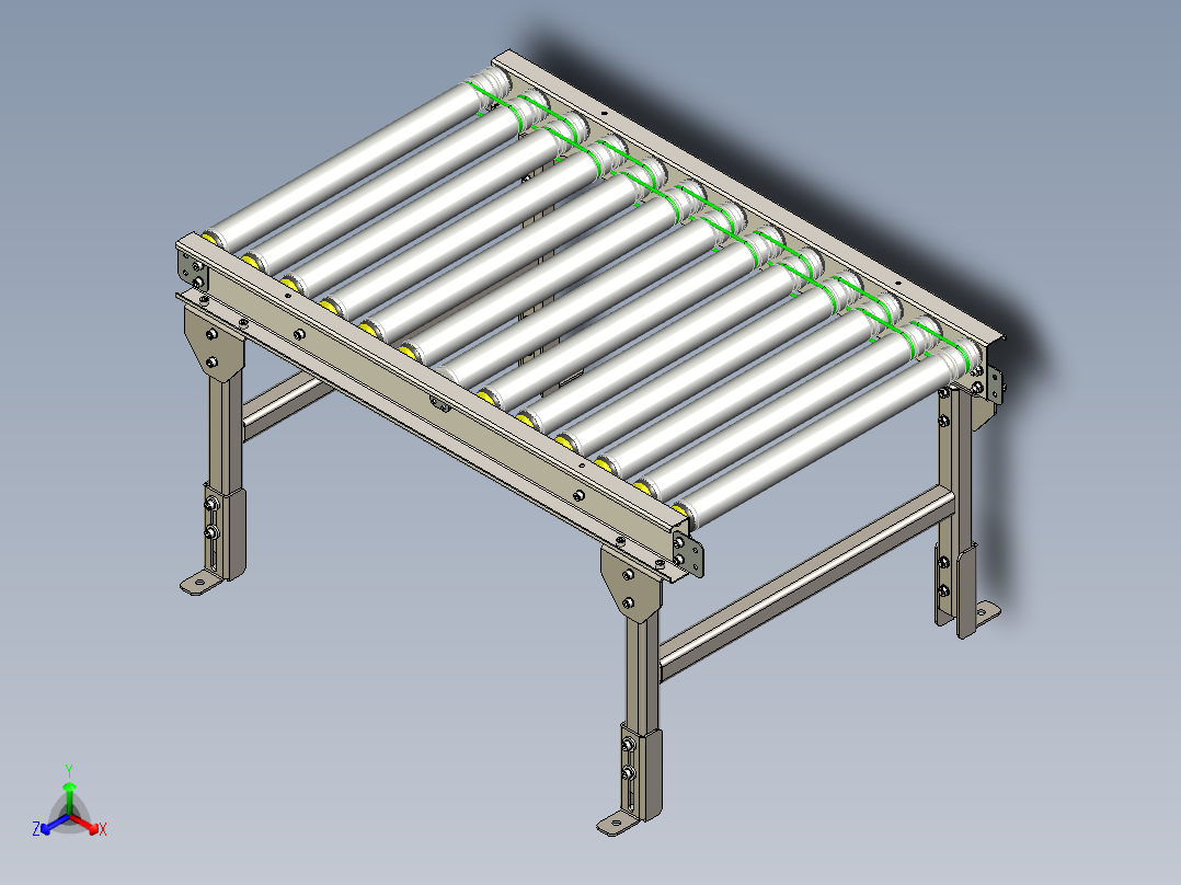 带有滚筒电机和D5皮带驱动的滚筒输送机设计
